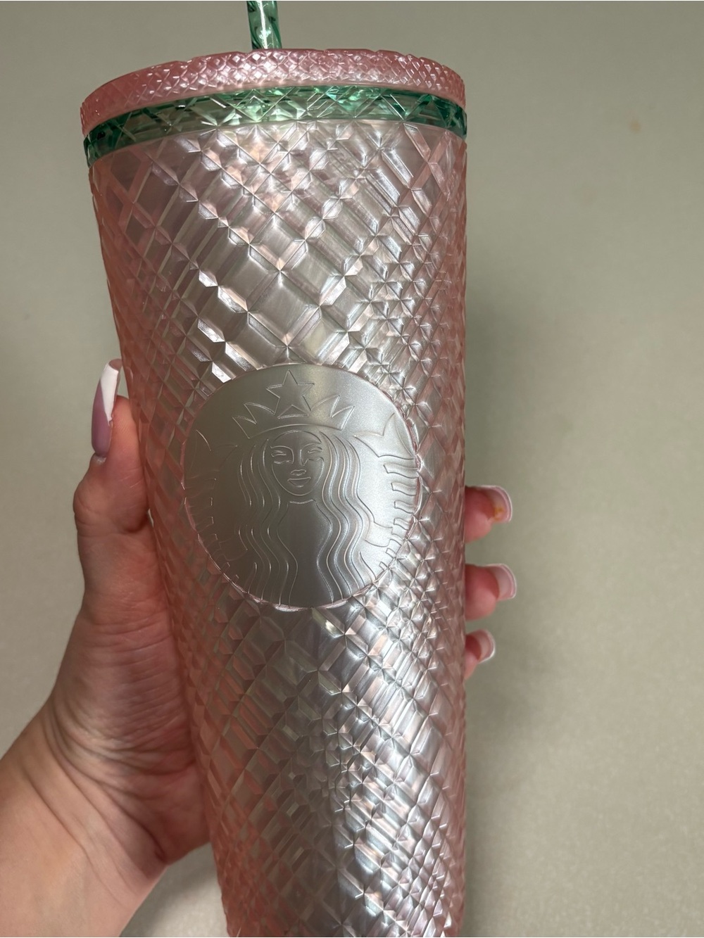 Starbucks 2023 Summer Jeweled Pearl Pink Green Venti 24oz Tumbler